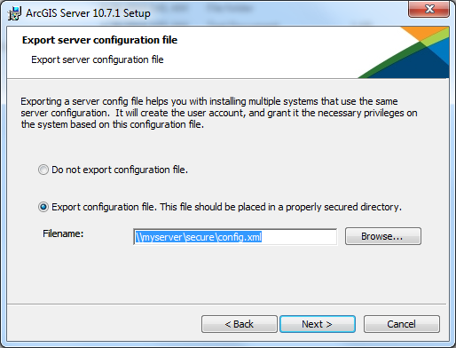 Export a server configuration file Export a server configuration file