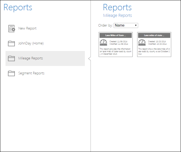 Opening a saved report configuration Opening a saved report configuration